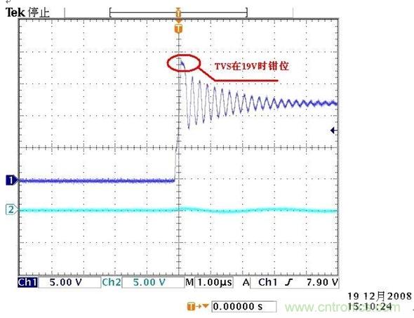 圖A2: 有TVS時輸入端波形