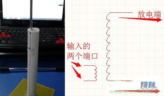 特斯拉線圈初級和直徑7.4cm金屬球