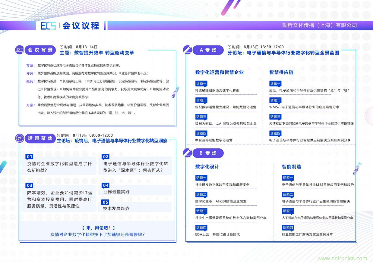 ECS 2020|第二屆中國電子通信與半導(dǎo)體CIO峰會(huì)正式啟動(dòng)! ECS 2020|第二屆中國電子通信與半導(dǎo)體CIO峰會(huì)正式啟動(dòng)!